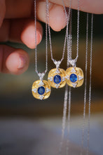 Load image into Gallery viewer, LUOWEND 18K White and Yellow Gold Real Natural Sapphire and Diamond Gemstone Necklace for Women