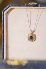 Load image into Gallery viewer, LUOWEND 18K White and Yellow Gold Real Natural Sapphire and Diamond Gemstone Necklace for Women