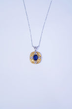 Load image into Gallery viewer, LUOWEND 18K White and Yellow Gold Real Natural Sapphire and Diamond Gemstone Necklace for Women