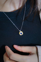 Load image into Gallery viewer, LUOWEND 18K White and Yellow Gold Real Natural Sapphire and Diamond Gemstone Necklace for Women