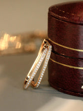 Load image into Gallery viewer, LUOWEND 18K White or Rose Gold Natural Diamond Earrings for Women