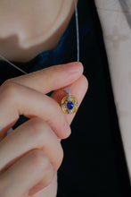 Load image into Gallery viewer, LUOWEND 18K White and Yellow Gold Real Natural Sapphire and Diamond Gemstone Necklace for Women