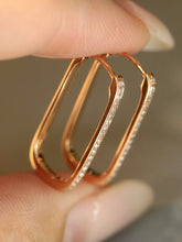 Load image into Gallery viewer, LUOWEND 18K White or Rose Gold Natural Diamond Earrings for Women