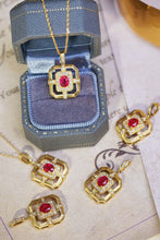 Load image into Gallery viewer, LUOWEND 18K Yellow Gold Real Natural Ruby and Diamond Gemstone Necklace for Women