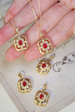 Load image into Gallery viewer, LUOWEND 18K Yellow Gold Real Natural Ruby and Diamond Gemstone Necklace for Women