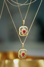 Load image into Gallery viewer, LUOWEND 18K Yellow Gold Real Natural Ruby and Diamond Gemstone Necklace for Women
