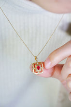 Load image into Gallery viewer, LUOWEND 18K Yellow Gold Real Natural Ruby and Diamond Gemstone Necklace for Women
