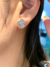 Load image into Gallery viewer, LUOWEND 18K White Gold Natural Diamond Earrings for Women