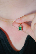 Load image into Gallery viewer, LUOWEND 18K Yellow Gold Real Natural Emerald and Diamond Gemstone Necklace for Women