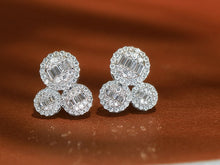 Load image into Gallery viewer, LUOWEND 18K White Gold Natural Diamond Earrings for Women