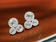Load image into Gallery viewer, LUOWEND 18K White Gold Natural Diamond Earrings for Women