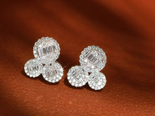 Load image into Gallery viewer, LUOWEND 18K White Gold Natural Diamond Earrings for Women
