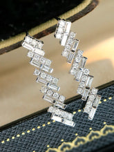 Load image into Gallery viewer, LUOWEND 18K White Gold Natural Diamond Earrings for Women