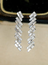 Load image into Gallery viewer, LUOWEND 18K White Gold Natural Diamond Earrings for Women