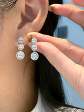 Load image into Gallery viewer, LUOWEND 18K White Gold Natural Diamond Earrings for Women