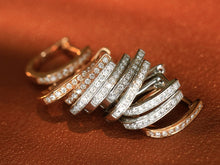 Load image into Gallery viewer, LUOWEND 18K White Gold Natural Diamond Hoop Earrings for Women