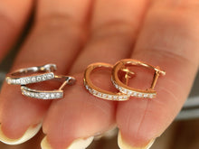 Load image into Gallery viewer, LUOWEND 18K White Gold Natural Diamond Hoop Earrings for Women