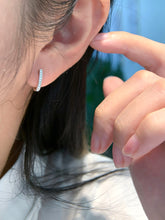 Load image into Gallery viewer, LUOWEND 18K White Gold Natural Diamond Hoop Earrings for Women
