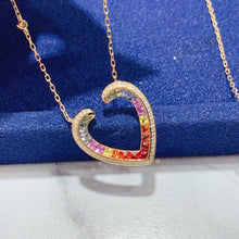 Load image into Gallery viewer, LUOWEND 18K Yellow Gold Natural Color Sapphire Necklace for Women