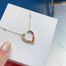 Load image into Gallery viewer, LUOWEND 18K Yellow Gold Natural Color Sapphire Necklace for Women