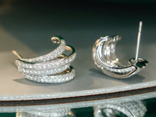 Load image into Gallery viewer, LUOWEND 18K White Gold Natural Diamond Earrings for Women