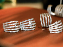 Load image into Gallery viewer, LUOWEND 18K White Gold Natural Diamond Earrings for Women