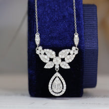 Load image into Gallery viewer, LUOWEND 18K White Gold Real Natural Diamond Pendant Necklace for Women