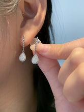 Load image into Gallery viewer, LUOWEND 18K White Gold Natural Diamond Hoop Earrings for Women