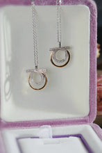 Load image into Gallery viewer, LUOWEND 18K White+Yellow Gold Natural Diamond Pendant Necklace for Women