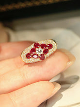 Load image into Gallery viewer, LUOWEND 18K Yellow Gold Natural Ruby Ring for Women