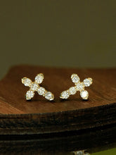 Load image into Gallery viewer, LUOWEND 18K White/Yellow Gold Natural Diamond Earrings for Women