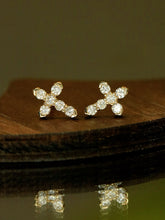 Load image into Gallery viewer, LUOWEND 18K White/Yellow Gold Natural Diamond Earrings for Women