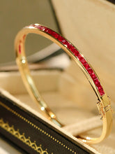 Load image into Gallery viewer, LUOWEND 18K Yellow Gold Natural Ruby Bangle for Women