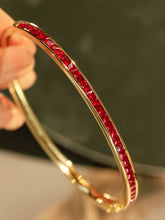Load image into Gallery viewer, LUOWEND 18K Yellow Gold Natural Ruby Bangle for Women