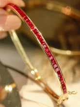 Load image into Gallery viewer, LUOWEND 18K Yellow Gold Natural Ruby Bangle for Women