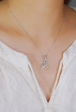 Load image into Gallery viewer, LUOWEND 18K White Gold Natural Yellow Diamond Necklace for Women
