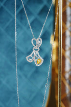 Load image into Gallery viewer, LUOWEND 18K White Gold Natural Yellow Diamond Necklace for Women