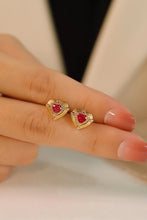 Load image into Gallery viewer, LUOWEND 18K Yellow Gold Real Natural Ruby and Diamond Gemstone Earrings for Women