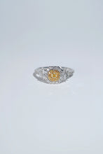 Load image into Gallery viewer, LUOWEND 18K White Gold Natural Yellow Diamond Ring for Women