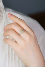 Load image into Gallery viewer, LUOWEND 18K White Gold Natural Yellow Diamond Ring for Women
