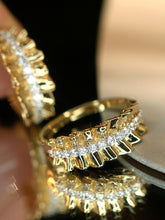 Load image into Gallery viewer, LUOWEND 18K Yellow Gold Natural Diamond Ring for Women