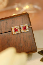 Load image into Gallery viewer, LUOWEND 18K Yellow Gold Real Natural Ruby and Diamond Gemstone Earrings for Women