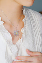 Load image into Gallery viewer, LUOWEND 18K White Gold Natural Yellow Diamond Necklace for Women