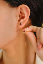 Load image into Gallery viewer, LUOWEND 18K Yellow Gold Real Natural Ruby and Diamond Earrings for Women