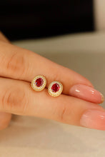 Load image into Gallery viewer, LUOWEND 18K Yellow Gold Real Natural Ruby and Diamond Earrings for Women