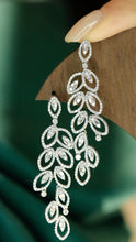 Load image into Gallery viewer, LUOWEND 18K White Gold Natural Diamond Drop Earrings for Women