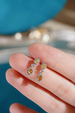 Load image into Gallery viewer, LUOWEND 18K White Gold Natural Yellow Diamond Earrings for Women