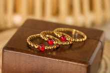 Load image into Gallery viewer, LUOWEND 18K Yellow Gold Real Natural Ruby Ring for Women