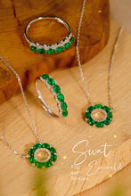 Load image into Gallery viewer, LUOWEND 18K White Gold Real Natural Emerald Necklace for Women