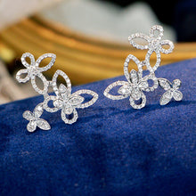 Load image into Gallery viewer, LUOWEND 18K White Gold Natural Diamond Stud Earrings for Women